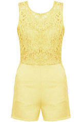 Lace Open Back Side Pocketed Playsuit - 4 Colours