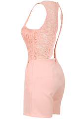 Lace Open Back Side Pocketed Playsuit - 4 Colours