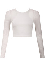 Mesh Sleeve Crop Tops - 4 colours