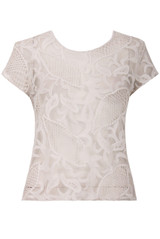 Sheer Lace & Mesh Short Sleeve Top