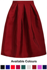 Pin Tuck Waist Band Side Zip Up Flared Skirts - 9 Colours