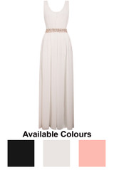 Front Lace Pleated Trimming Back Zip Up Maxi Dress - 3 Colours