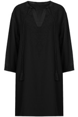 Embroidered 3/4 Sleeve Tie Up Shift Dress - 3 Colours
