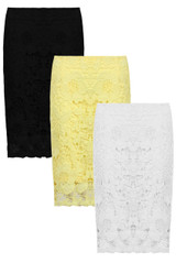 Floral Crochet Lined Side Zip Up Skirts - 3 Colours