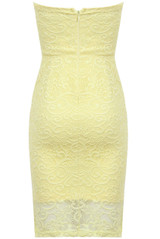 Lace Embroidered Bandeau Strapless Fitted Pencil Dress - 3 Colours