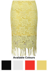 Floral Lace Tasseled Midi Skirt - 4 Colours