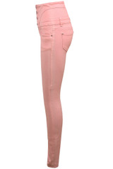 High Waisted Button Detail Skinny Jeans - 3 colours