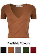 Basic Wrap Front Crop Top - 5 Colours