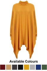 Roll Neck Jersey Long Sleeve Oversized Top - 8 Shades