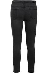 Black Denim Washed Front Zip Up Jeans