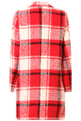 Red and Cream Tartan Wool Overcoat