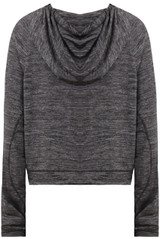 Grey Knitted Long Sleeve Hooded Tops