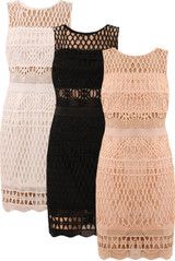 Cut Out Textured Lined Bodycon Dress - 3 Colours