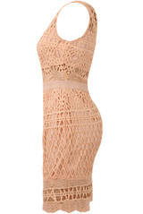 Cut Out Textured Lined Bodycon Dress - 3 Colours