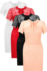 Floral Lace Front Tie Up Bodycon Dress - 4 Colours