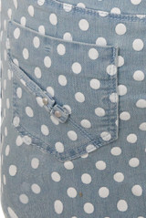 Light Blue Polka Dot Denim Mini Skirt