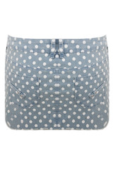 Light Blue Polka Dot Denim Mini Skirt