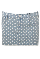 Light Blue Polka Dot Denim Mini Skirt