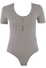 Stripe Print U Neck Bodysuit