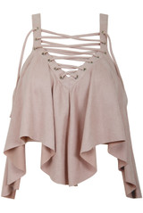 Laced Up Ruffle Suede Crop Top - 3 Colours