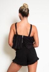 Laced Up Ruffle Suede Crop Top - 3 Colours