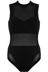 Black Mesh Sleeveless Bodysuit