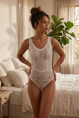 sheer lace Sleeveless Bodysuit 