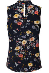 Contrast Floral Print Pleated Tops - 2 Colours