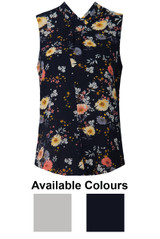 Contrast Floral Print Pleated Tops - 2 Colours