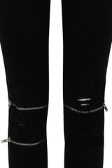 Ripped Knee Zip Embellished Jeans - 2 Colours