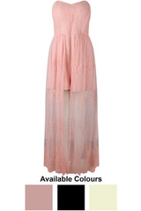 Lace Bandeau Chiffon Dress - 3 Colours
