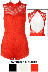 Lace Intricate Open Back Playsuit