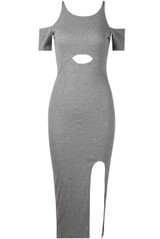 Cold Shoulder Side Split Midi Dress - 3 Colours