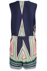 Navy Printed Crossover Sleeveless Playsuit