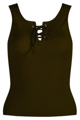 Front Lace Tie Jersey Tops - 4 Colours