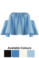 Elasticated Off Shoulder Crop Top - 4 Colours