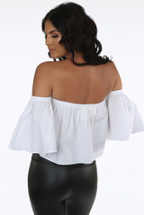 Elasticated Off Shoulder Crop Top - 4 Colours