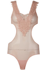 Lace Plunge Neck Fish Net Bodysuit - 3 Colours