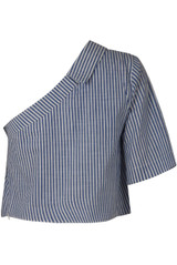 Stripe One Shoulder Knot Front Tops - 2 Colours