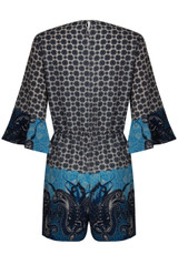 Printed Cross Over Wing Sleeve Playsuit - 2 Colours