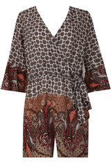 Printed Cross Over Wing Sleeve Playsuit - 2 Colours