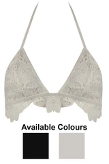 Floral Embroidery Textured Bralet - 2 Colours