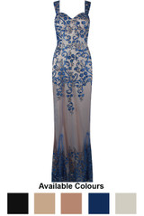 Floral Embellished Mesh Lined Maxi Dress - 5 Colours