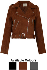 Suede Zip Pockets Biker Jackets - 3 Colours