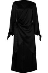 Open Sleeve Satin Wrap Front Midi Dress - 6 Colours
