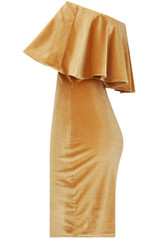Velvet Textured Bardot Frill Bodycon Dress - 5 Colours