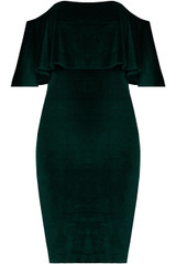 Velvet Textured Bardot Frill Bodycon Dress - 5 Colours