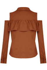 Frill Cold Shoulder Long Sleeve Shirt - 5 Colours