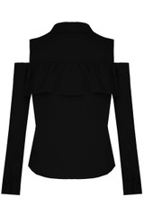 Frill Cold Shoulder Long Sleeve Shirt - 5 Colours