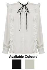 Front Button Up Frilled Shirt Tops - 2 Colours